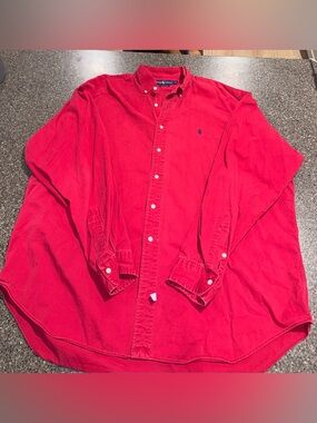 Vintage Polo Ralph Lauren Red Button Down Men's XXL Classic Fit Long Sleeve